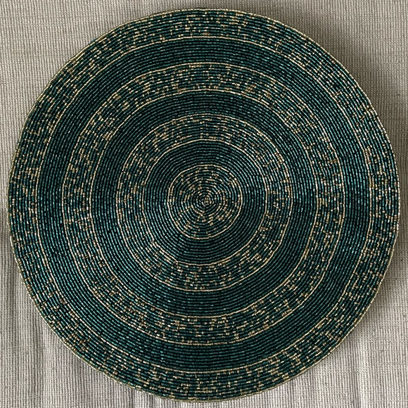 Teal and gold beaded placemats (set of 6) - Picture 1 of 6